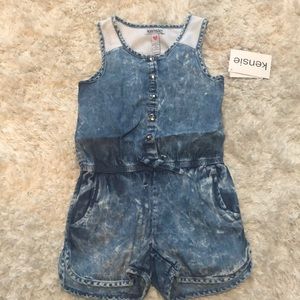 Girls Kensie faded denim short jumpsuit